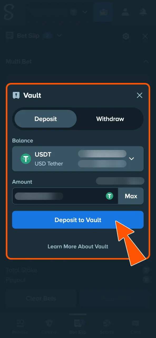 Add balance to Stake with UPI or crypto methods.