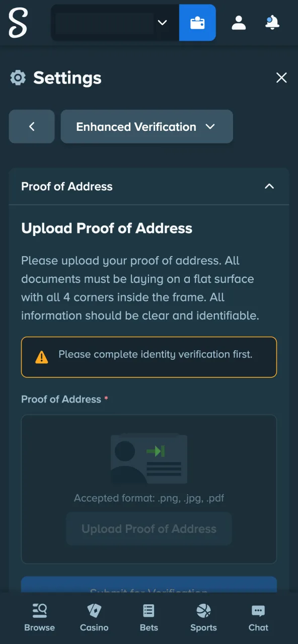 Stake account verification needs official ID submission.