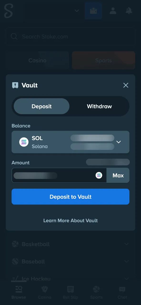 Stake platform allows deposits through crypto and bank.
