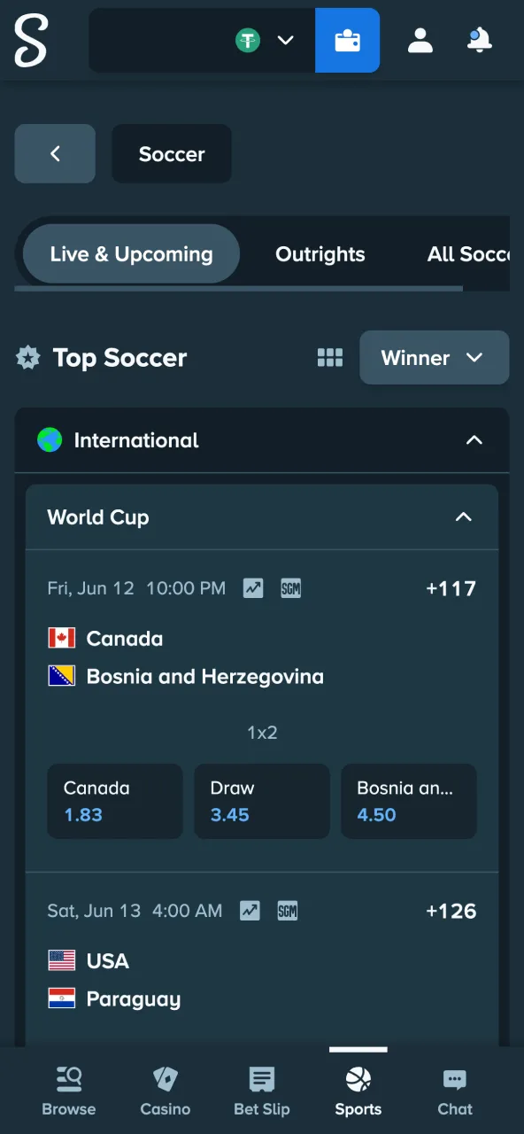 Select Stake football league like ISL, EPL or UCL.