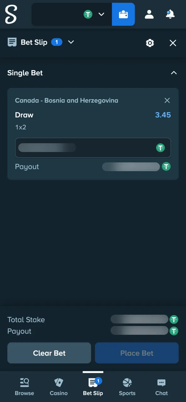 Place Stake bet select odds add to betslip.