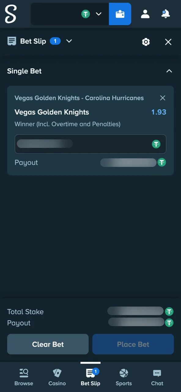 Stake platform enter stake check return confirm.