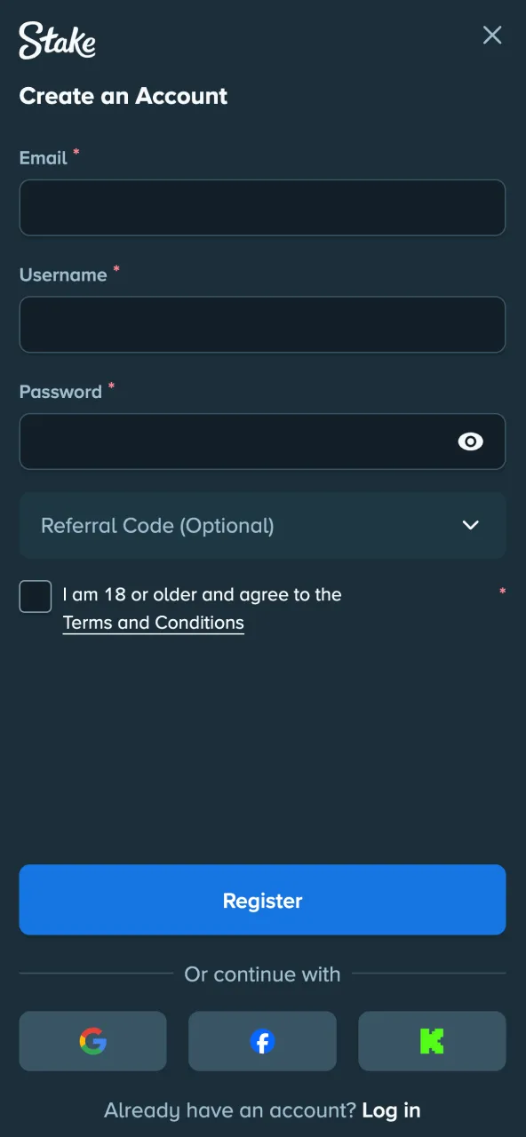 Stake requires account registration with ID check.
