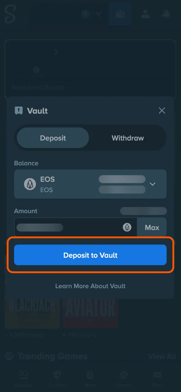 Complete Stake payment following on-screen instructions.