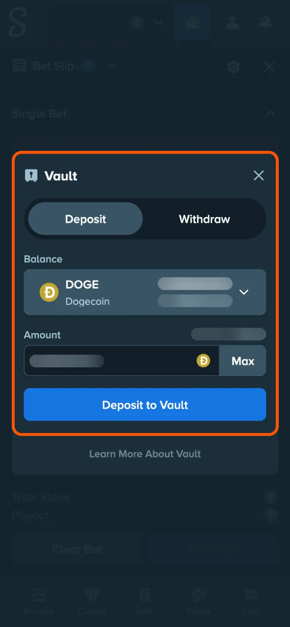Fund Stake account with UPI or USDT Tether.