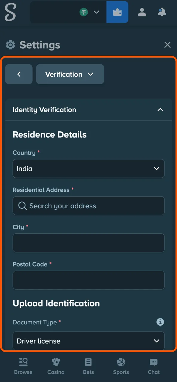 Submit ID for Stake verification to enable withdrawals.