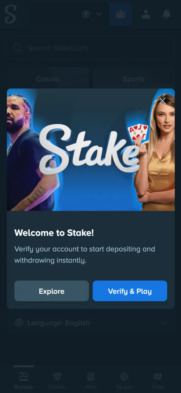 Verify Stake email by clicking confirmation link.