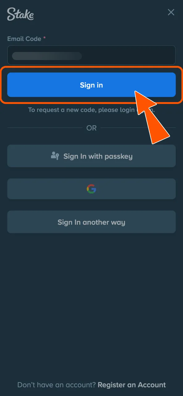 Begin Stake session by clicking Sign In option.