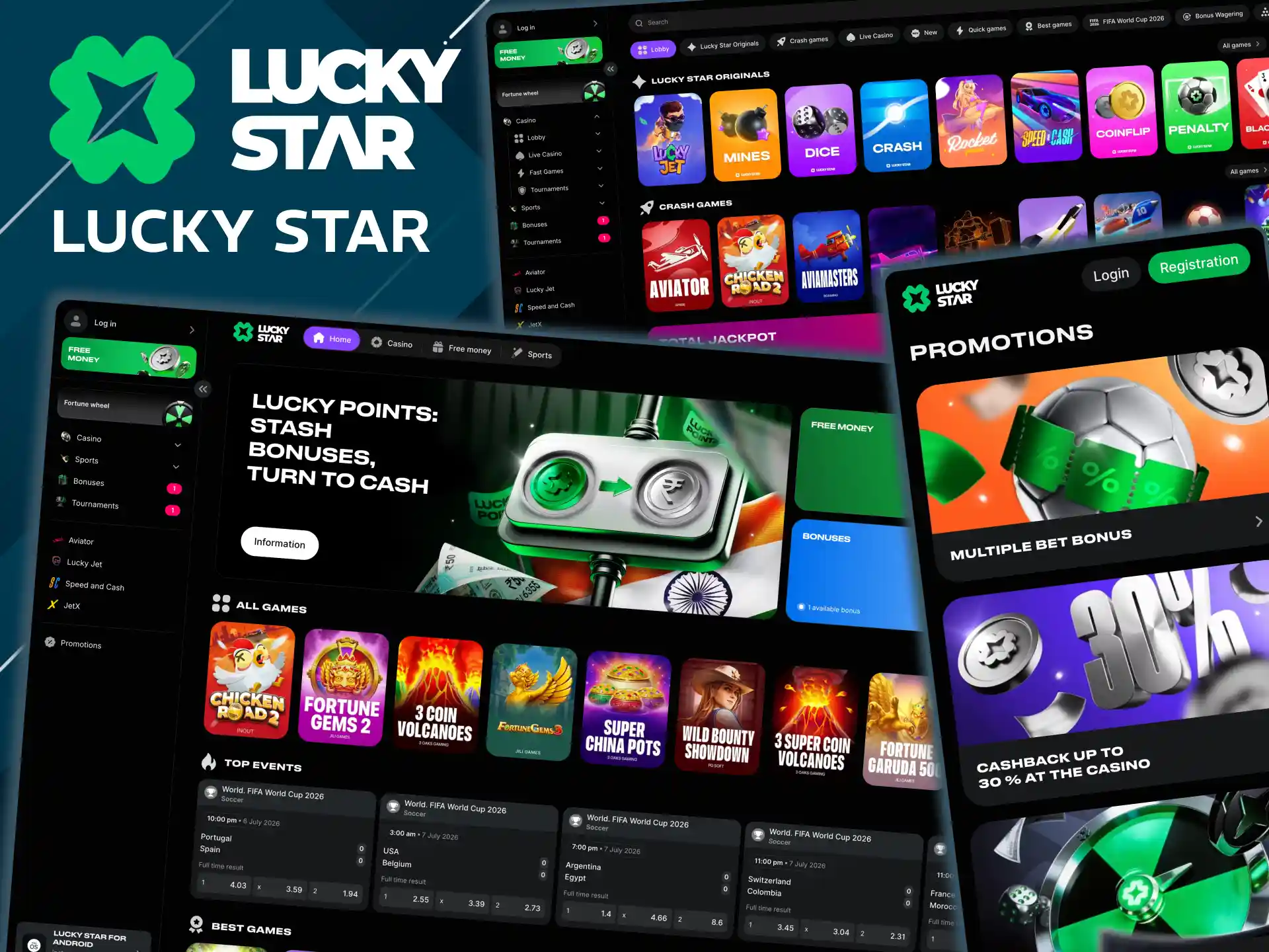 Thousands of certified slots available in Lucky Star casino.